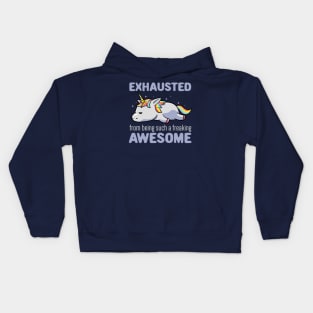 Exhausted From Being Awesome Lazy Unicorn Gift Kids Hoodie